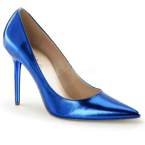 4 Inches Blue Metallic Classic Stilettos