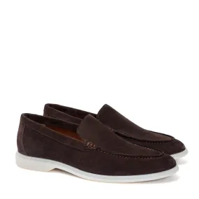 Comfy Yacht Shoes in Dark Brown Suede Leather