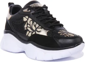 Guess Floral Art In Black Gold For Women