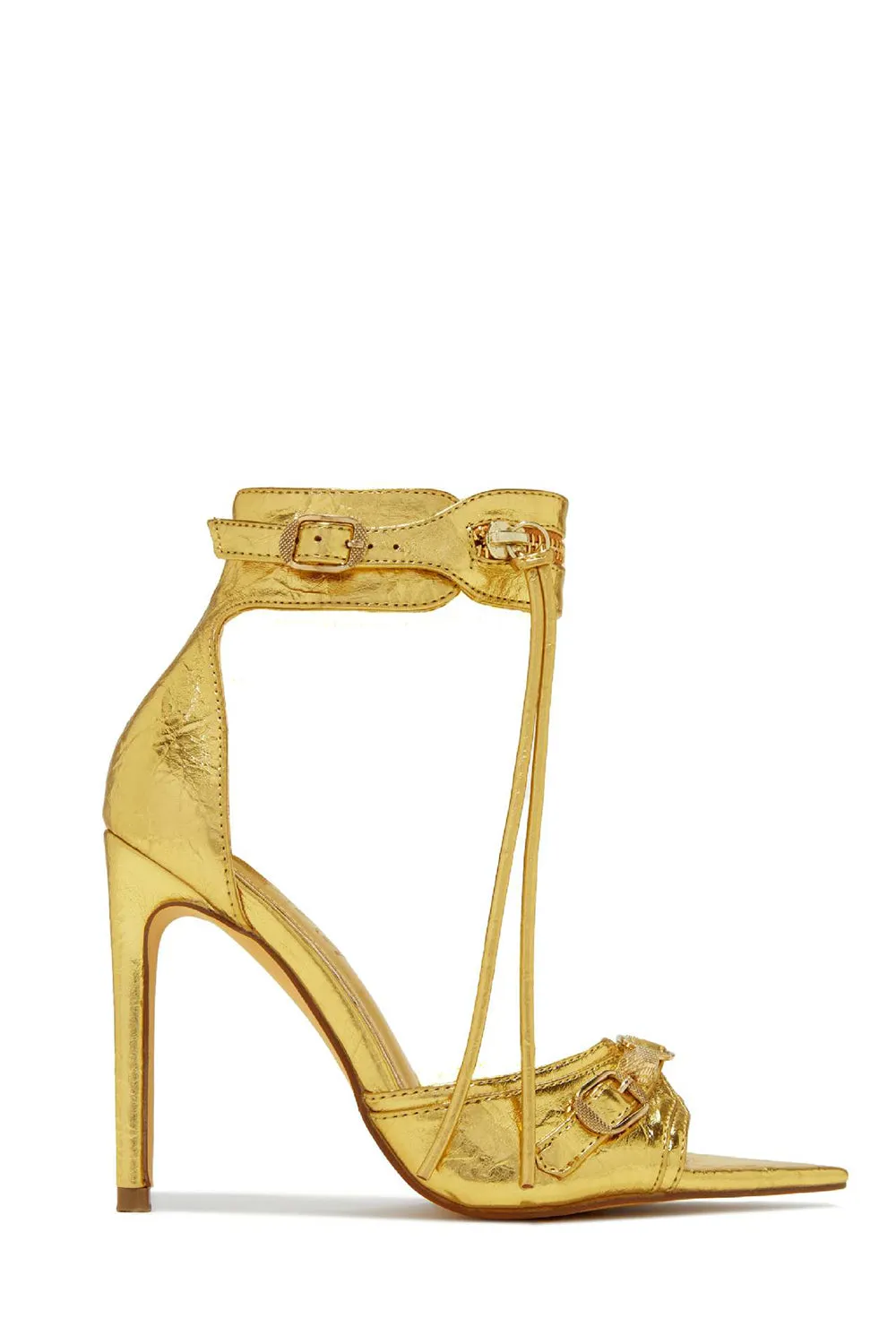 JOSKAA Woman Elegant high heel Golden Open Toe High Heel Sandals