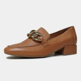 Vivandy Dark Tan Leather Loafers