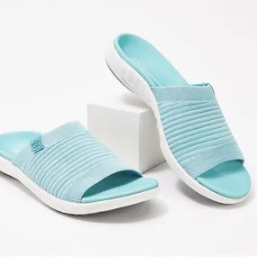 Women summer beach peep toe flat slide sandals